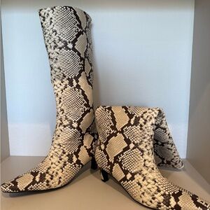 Faux Snakeskin Knee High Women's Boots, Size 7.5
